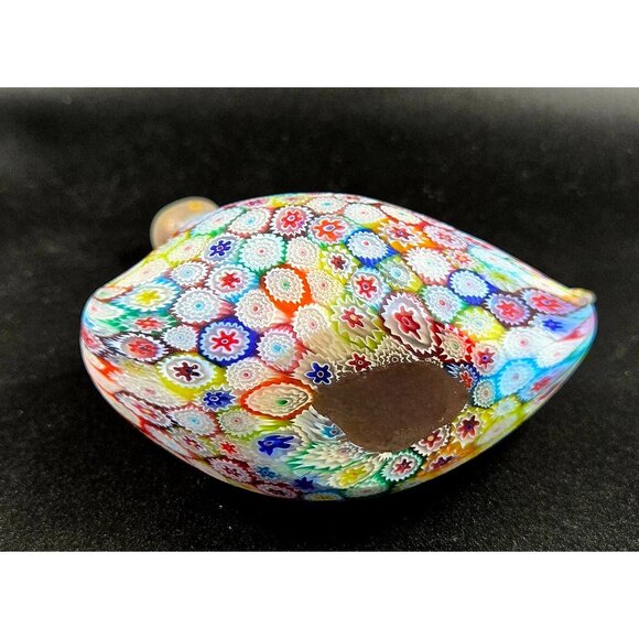 Murano Fratelli Toso Millefiori Art Glass Swan w/Multicolor Floral Pattern & Fro - Picture 7 of 10